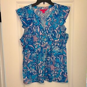 Lilly Pulitzer Ruffle Sleeve Top - Size M
